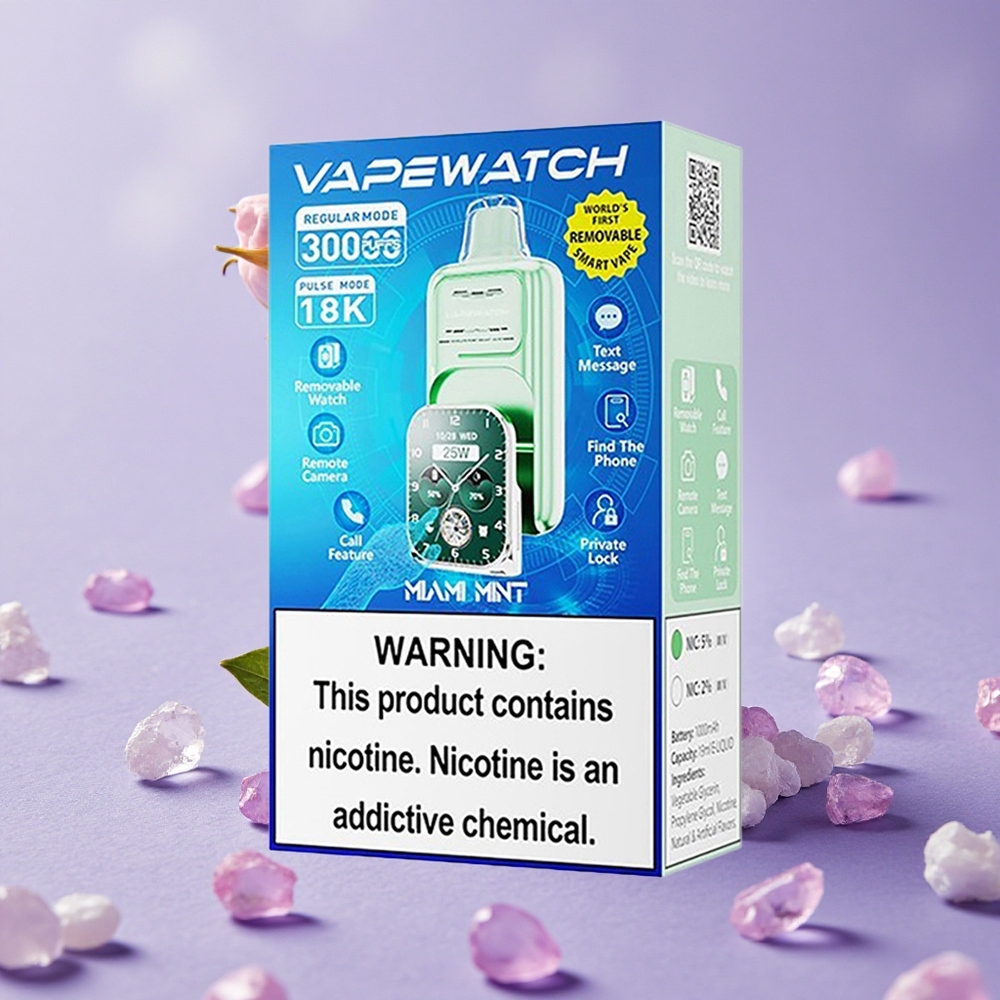 JNR Vape Watch 30000 Puffs Vị Bạc Hà Miami Dung Lượng Pin 1000mAh Dung Tích Tinh Dầu 19mL