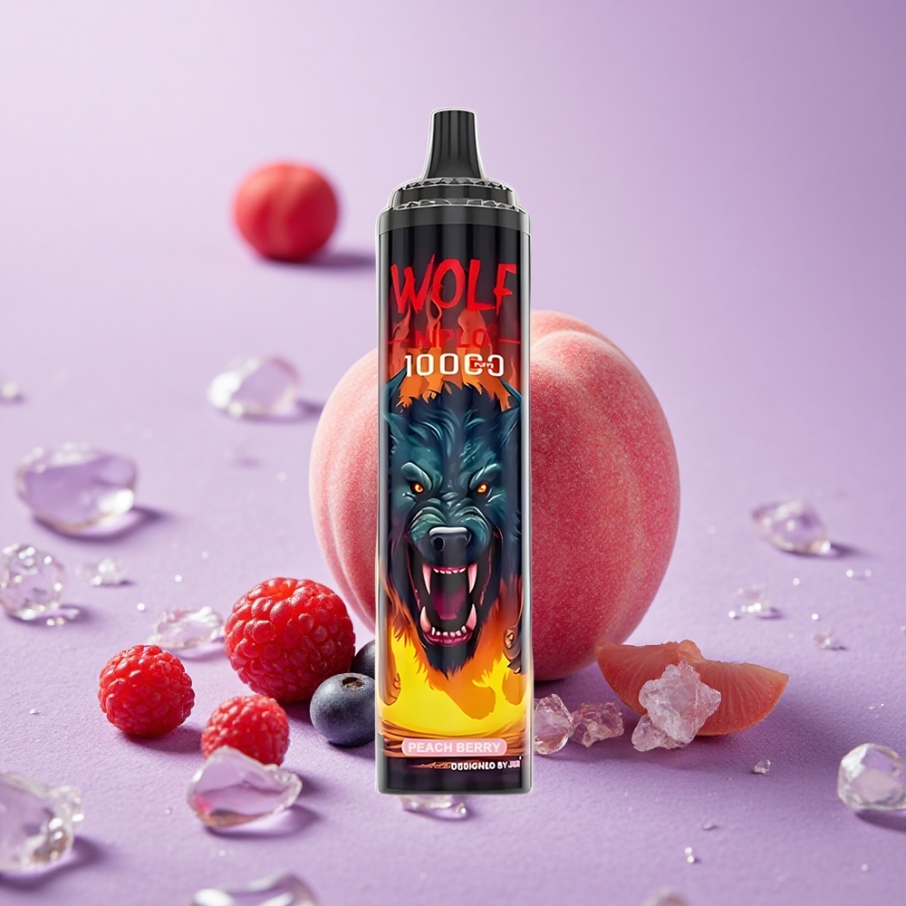 JNR Wolf Niplo 10000 Puffs Đào Dâu Mesh Coil 1.0 Ohm Dung Lượng Pin 650mAh